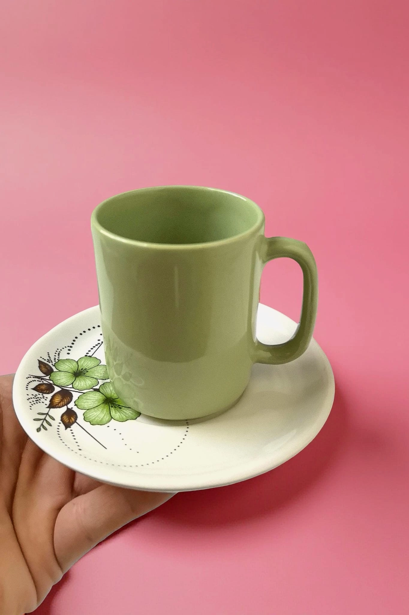 ArsimHome Yeşil 2 Kişilik 4 Parça Fincan Takımı