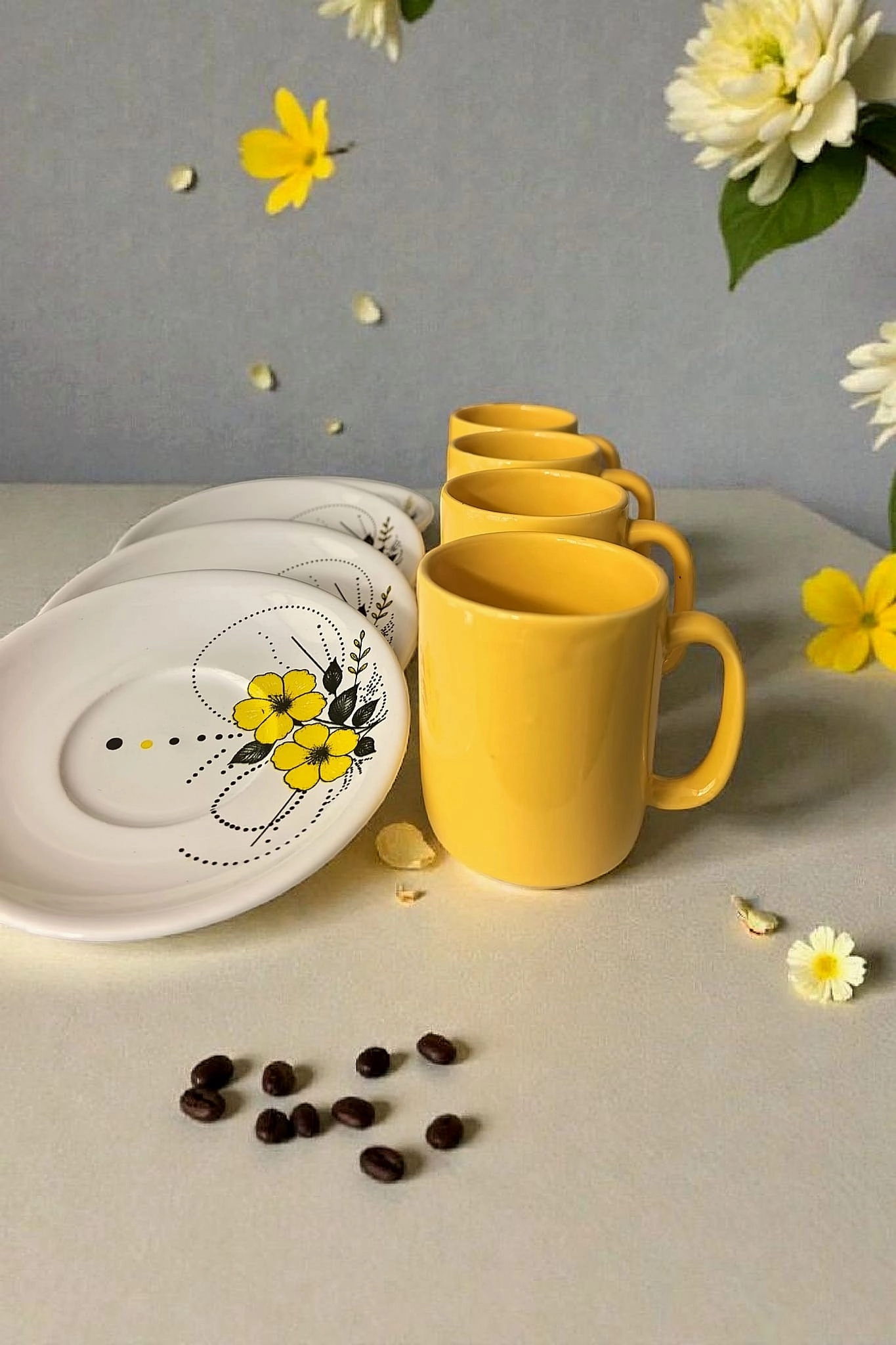 ArsimHome Sarı 6 Kişilik 12 Parça Fincan Takımı