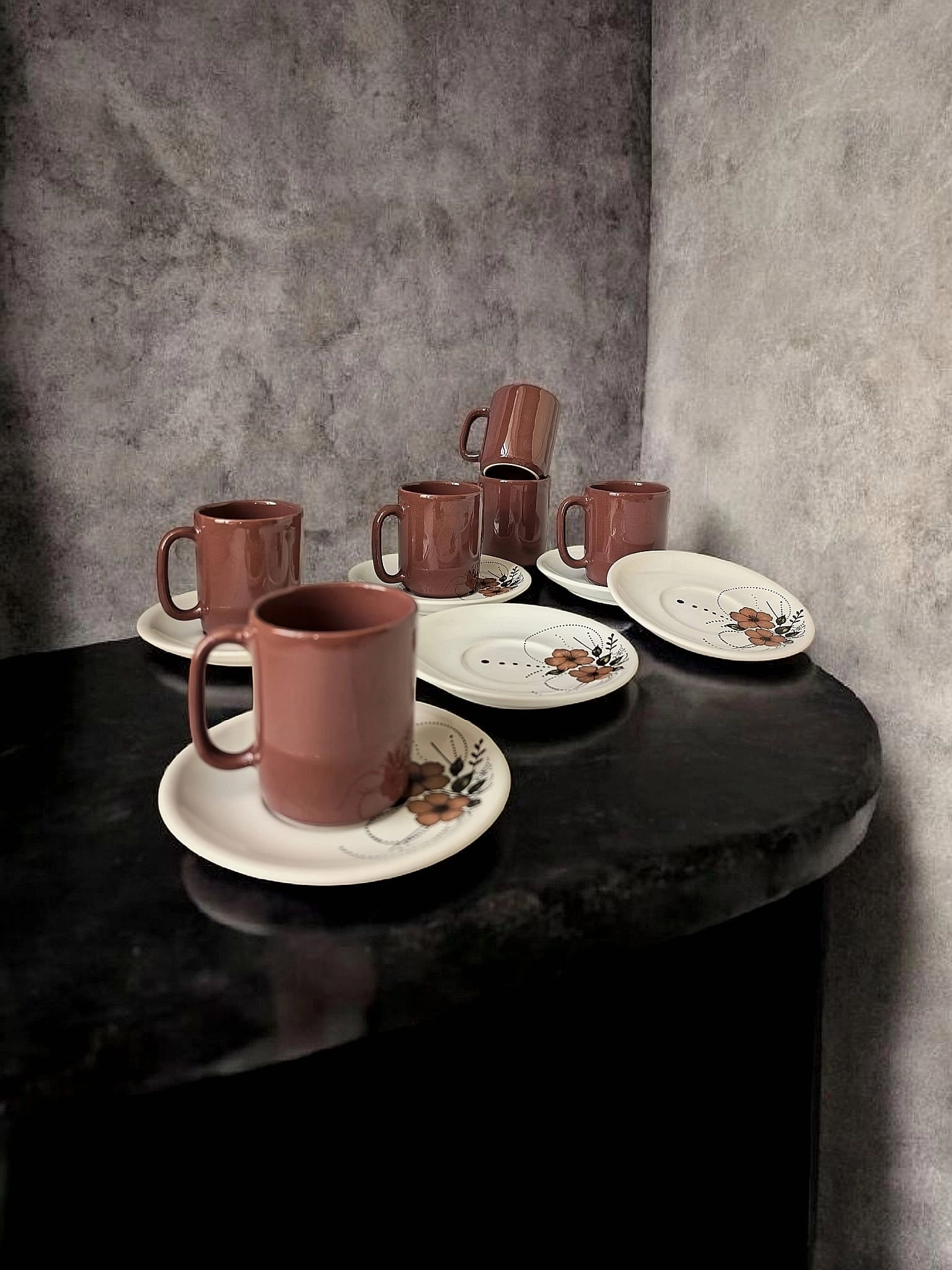 ArsimHome Kahverengi 6 Kişilik 12 Parça Fincan Takımı