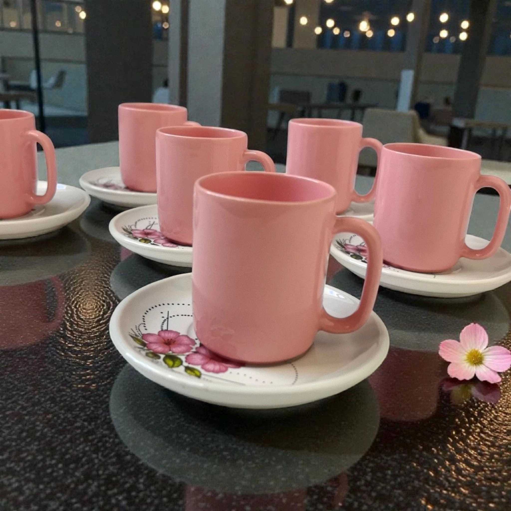 ArsimHome Şeker Pembe 6 Kişilik 12 Parça Fincan Takımı