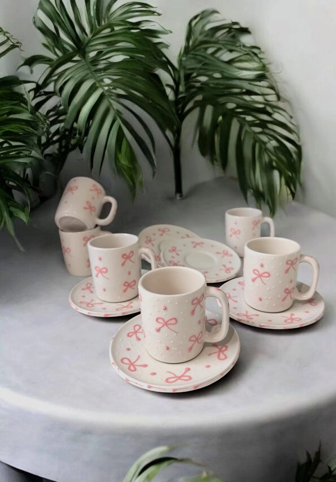 ArsimHome Fiyonk Desen 6 Kişilik 12 Parça Fincan Takımı