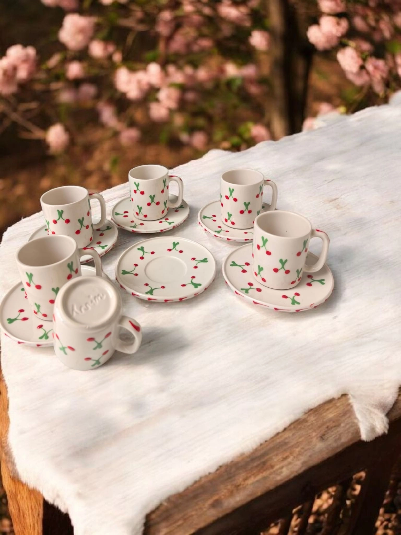 ArsimHome Kiraz Desen 2 Kişilik 4 Parça Fincan Takımı