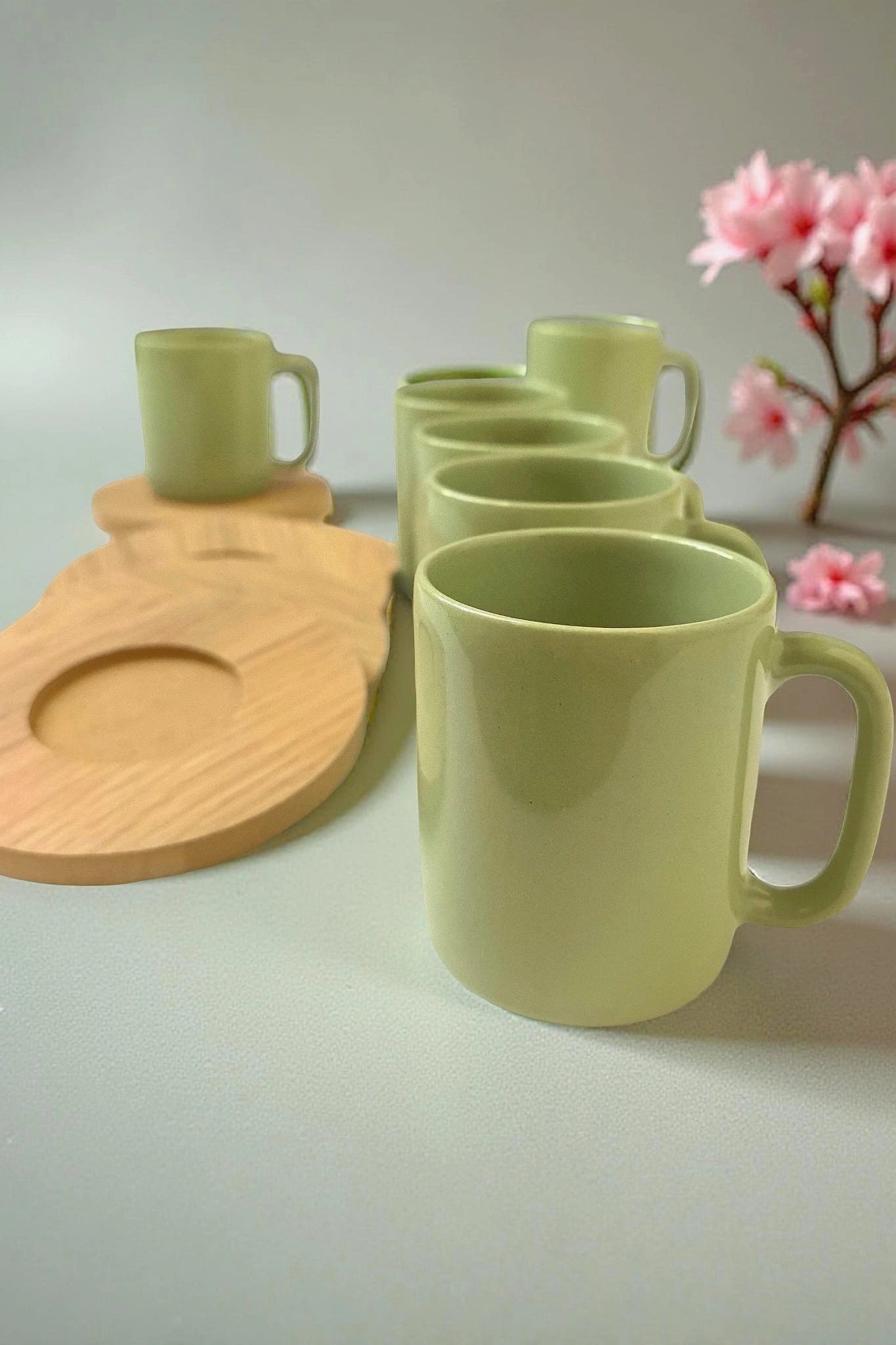 ArsimHome Yeşil SLN 6 Kişilik 12 Parça Ahşap Fincan Takımı