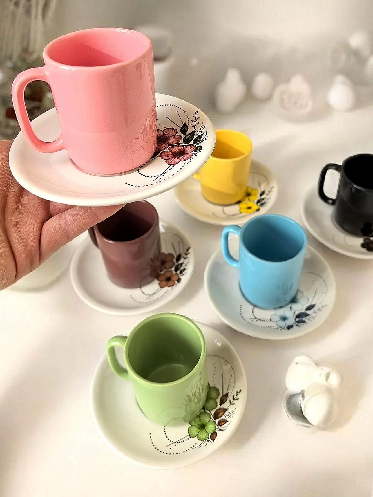 ArsimHome Renkli 6 Kişilik 12 Parça Fincan Takımı