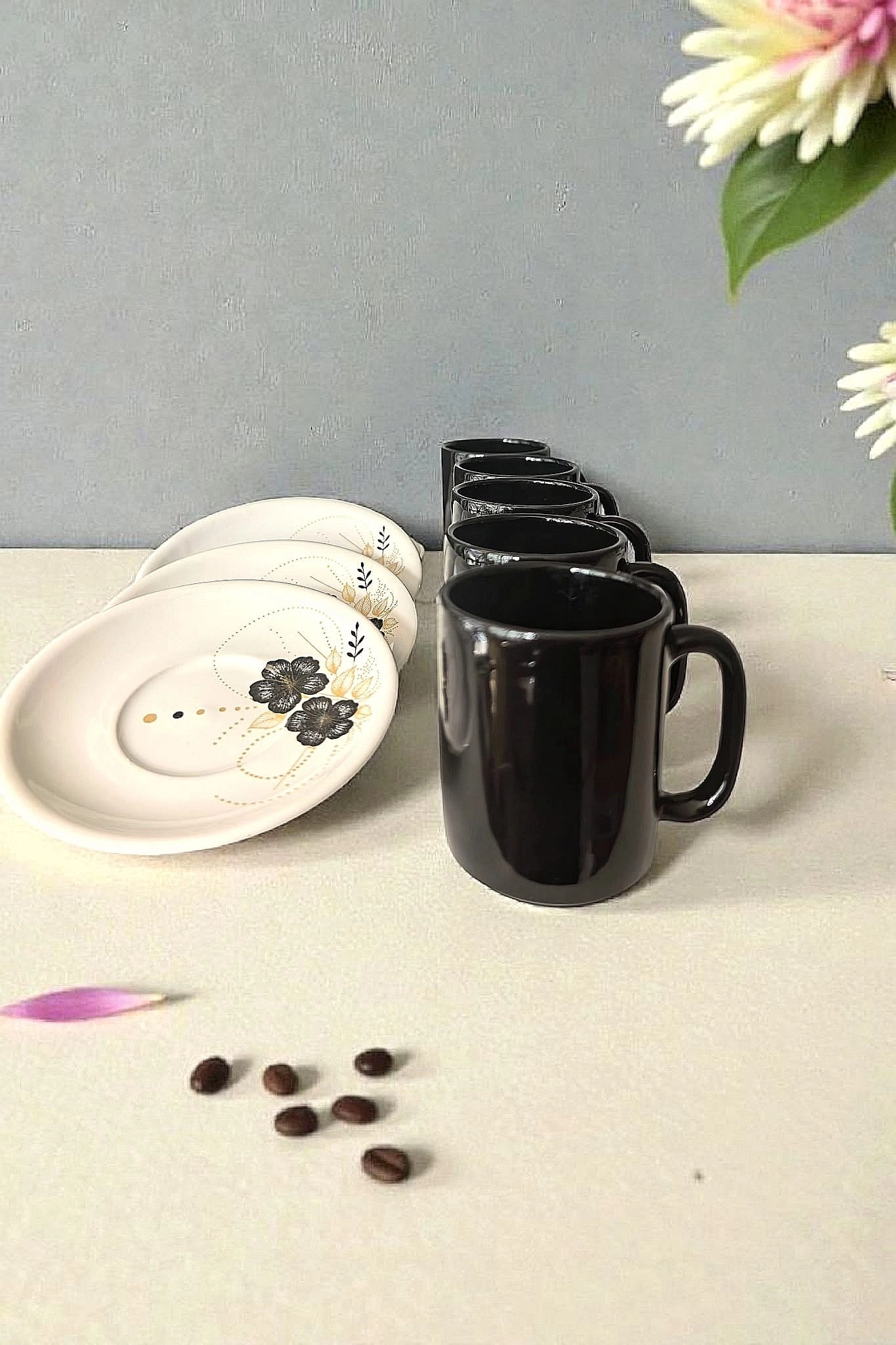 ArsimHome Siyah 2 Kişilik 4 Parça Fincan Takımı