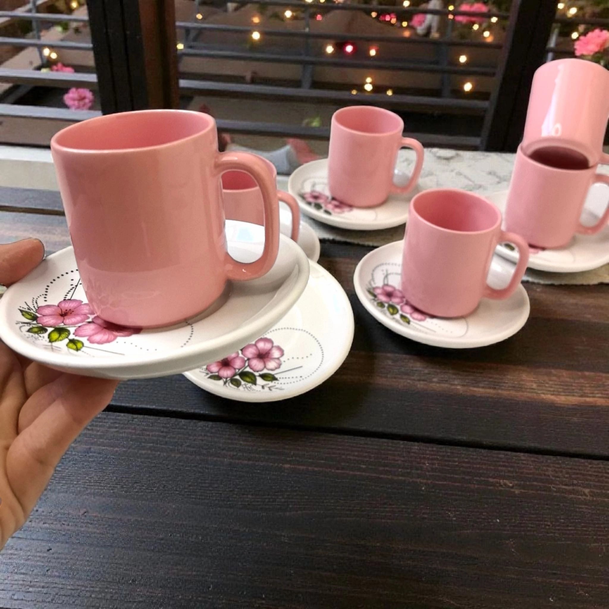 ArsimHome Şeker Pembe 6 Kişilik 12 Parça Fincan Takımı