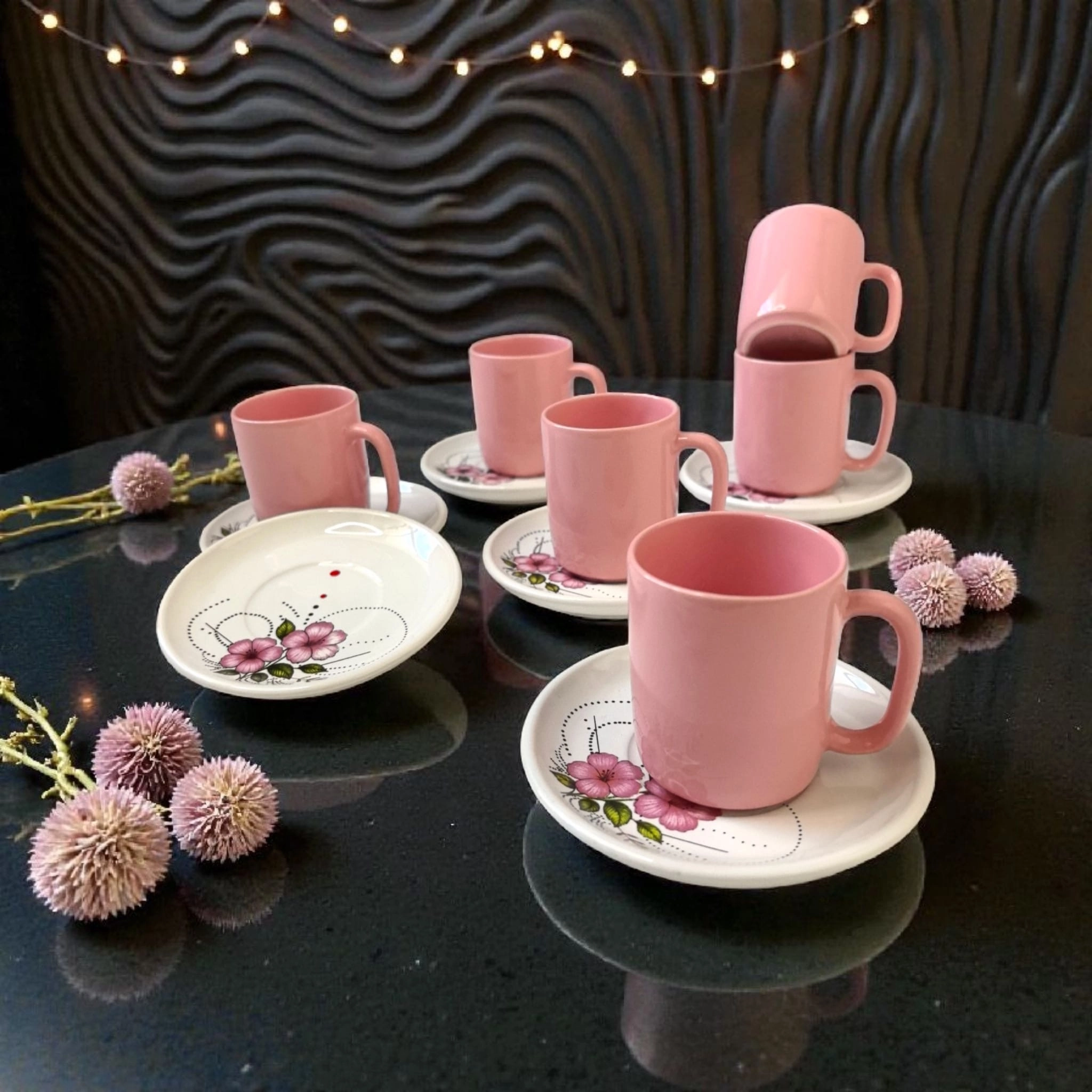 ArsimHome Şeker Pembe 6 Kişilik 12 Parça Fincan Takımı