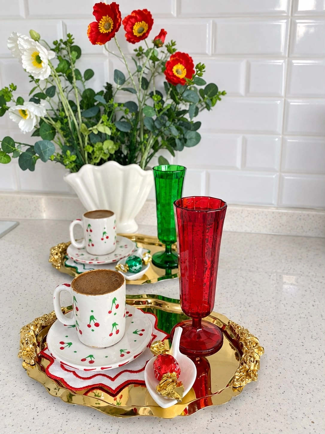 ArsimHome Kiraz Desen 6 Kişilik 12 Parça Fincan Takımı