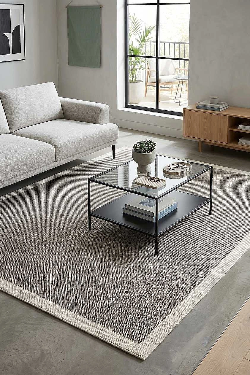 Krem Çerçeve Antrasit Desenli Natura Sisal