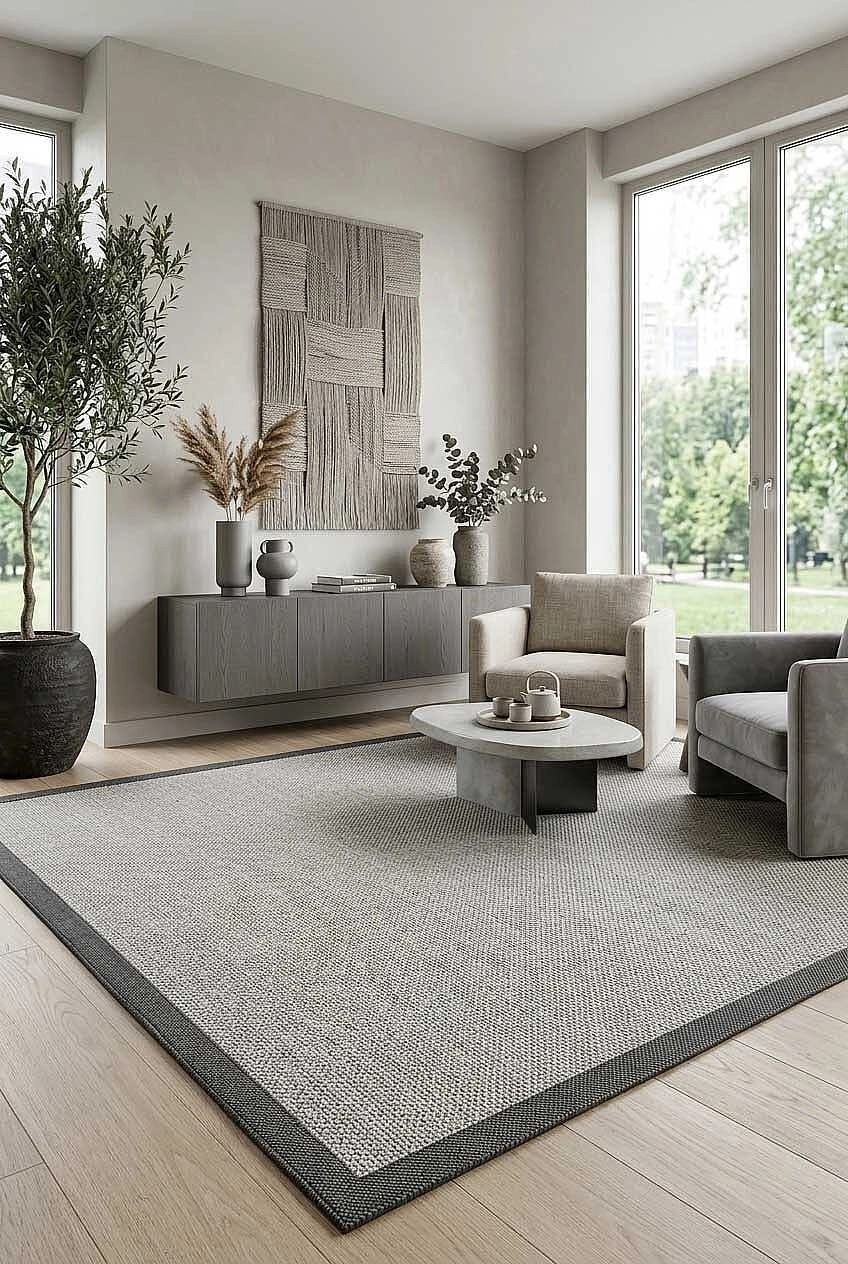 Antrasit Çerçeve Gri Desenli Natura Sisal