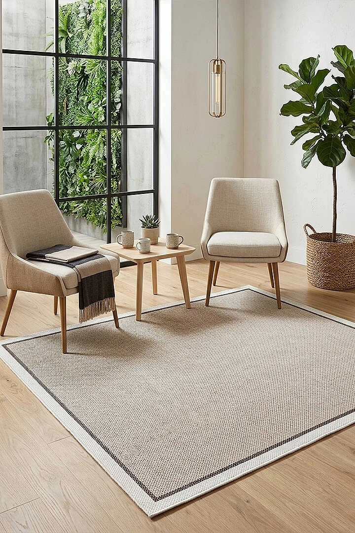 Krem Çerçeve Bitter S.Kahve Desenli Çift Bordürlü  Natura Sisal