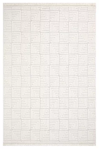  Dizayn Krem Desenli Bohem Makine Halısı
