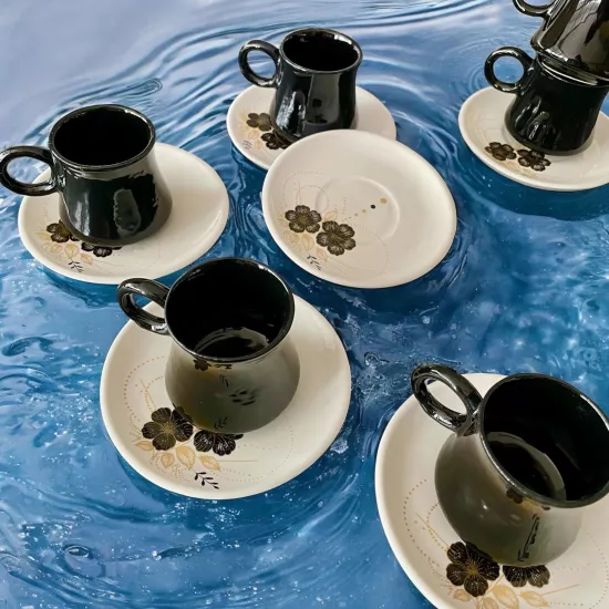 ArsimHome Siyah 2 Kişilik 4 Parça Fincan Takımı