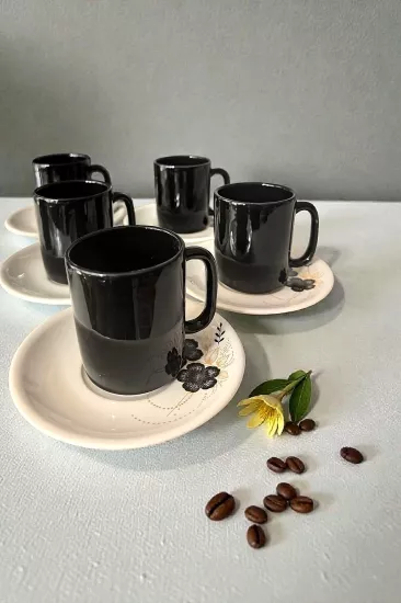 ArsimHome Siyah 6 Kişilik 12 Parça Fincan Takımı