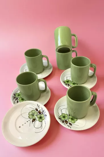 ArsimHome Yeşil 6 Kişilik 12 Parça Fincan Takımı