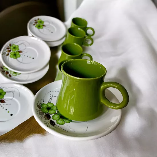 ArsimHome Yeşil 2 Kişilik 4 Parça Fincan Takımı