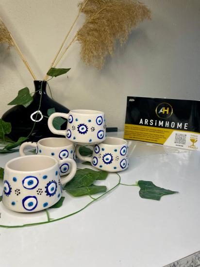 4’lü ArsimHome Beyaz Nazar Kupa