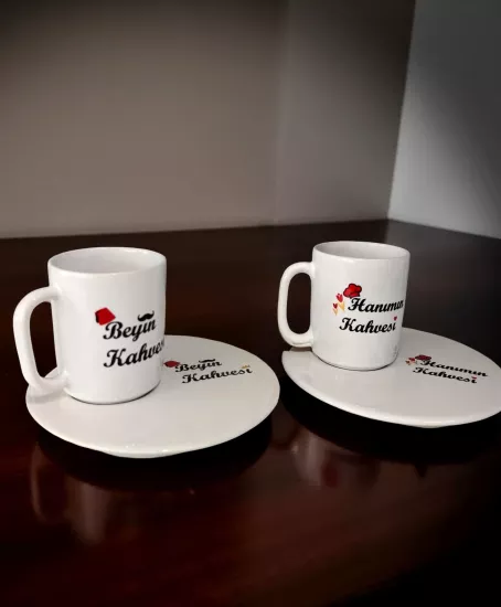 2 Kişilik 4 Parça Hanımın/Beyin Kahvesi  Fincan Takımı 