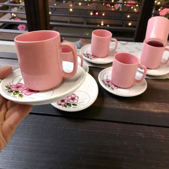ArsimHome Şeker Pembe 2 Kişilik 4 Parça Fincan Takımı