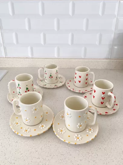 ArsimHome Karışık Desen 6 Kişilik 12 Parça Fincan Takımı