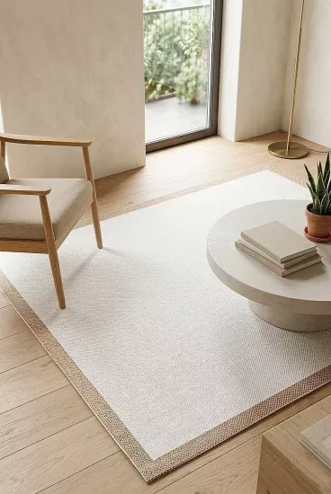 Kahve  Çerçeve Krem Desenli Natura Sisal