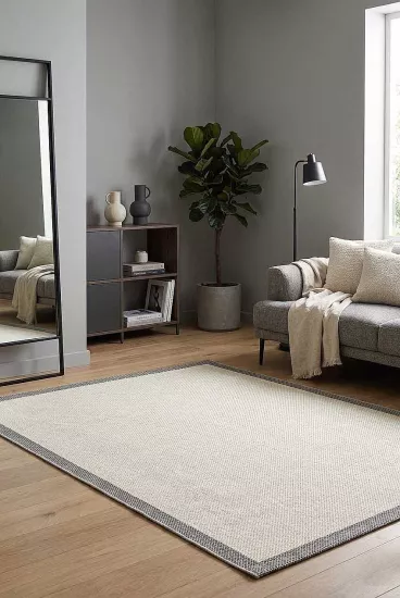 Antrasit Çerçeve Krem Desenli Natura Sisal