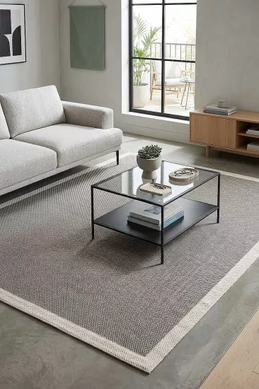 Krem Çerçeve Antrasit Desenli Natura Sisal