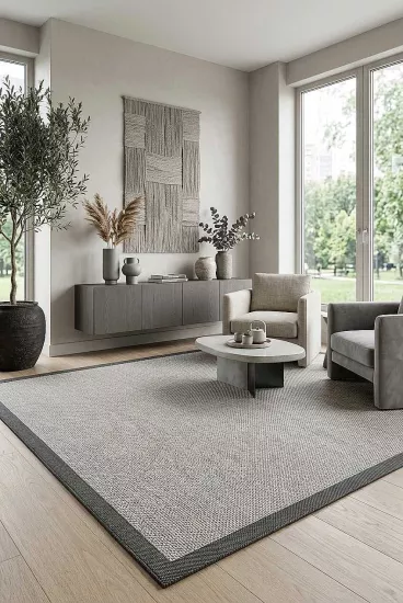 Antrasit Çerçeve Gri Desenli Natura Sisal
