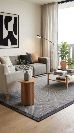 Siyah Çerçeve Gri Desenli Natura Sisal