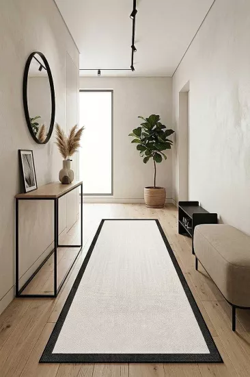 Siyah Çerçeve Krem Desenli Natura Sisal