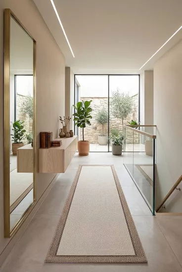  Kahve Çerçeve Bitter Krem Desenli Çift Bordürlü  Natura Sisal