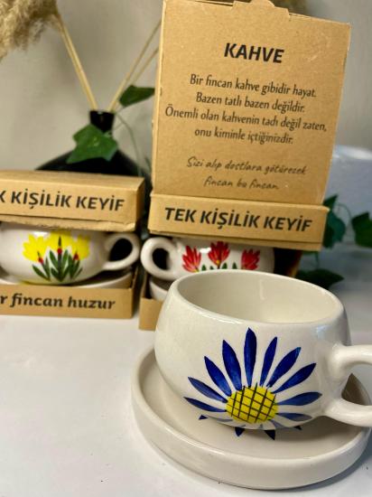 2 Kişilik 4 Parça Keyif  Desenli Kupa Takımı