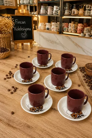 ArsimHome Kahverengi 6 Kişilik 12 Parça Fincan Takımı