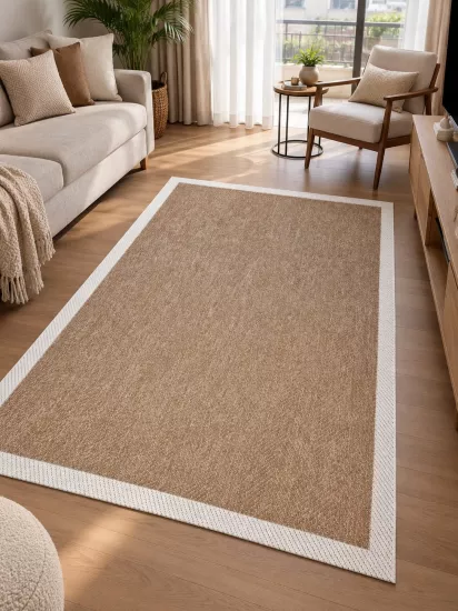 Hardal Krem Çerçeve Desenli Kampanyalı Sisal
