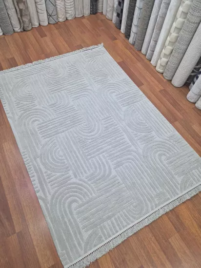160 x 230  4m2 -Gri Kıvrım Desenli  Kampanyalı Makine Halısı