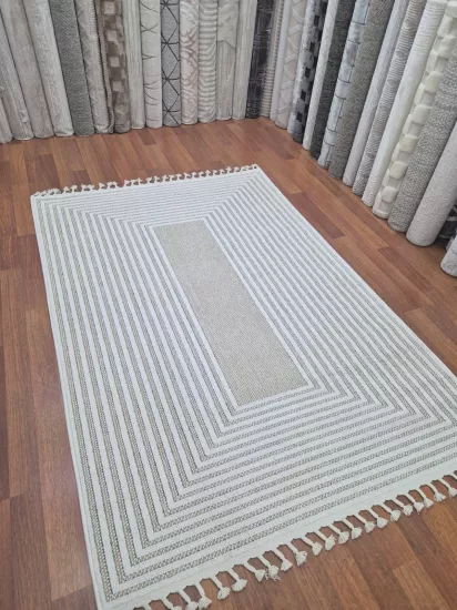 160 x 230  4m2 -Krem Kahve Desenli  Kampanyalı Makine Halısı