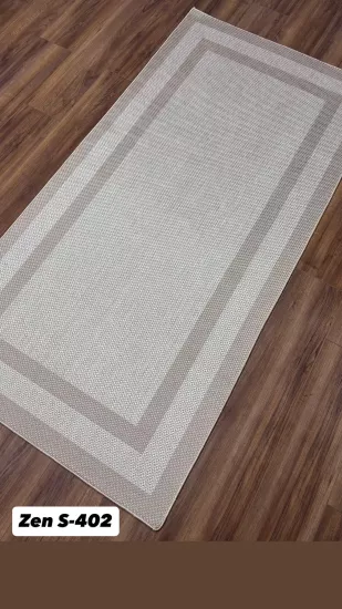Bej Çerçeve Krem  Desenli Çift Çerçeveli  Zen Sisal