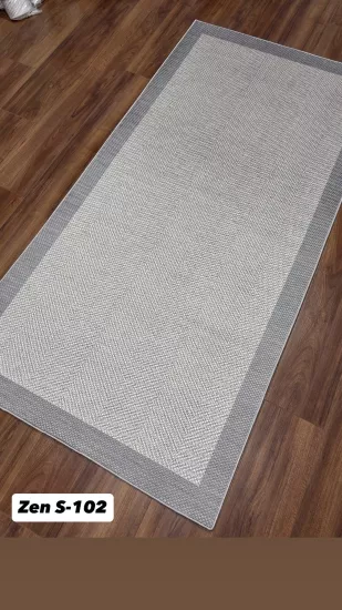 Gri Çerçeve Krem Zikzak Desenli Zen Sisal
