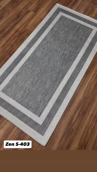 Krem Çerçeve Gri Desenli Çift Çerçeveli  Zen Sisal