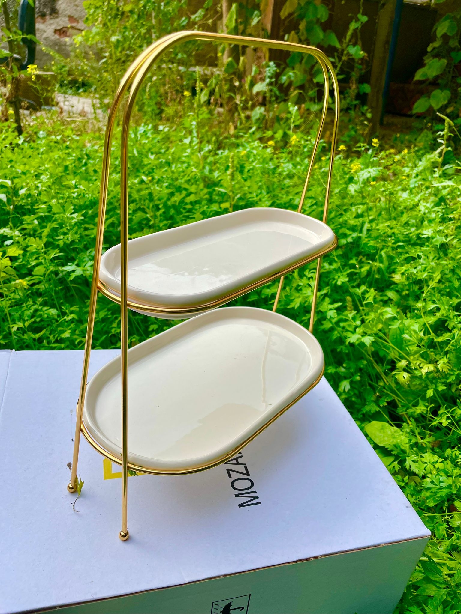 Egehome Oval 2 Katlı Gold Sunumluk