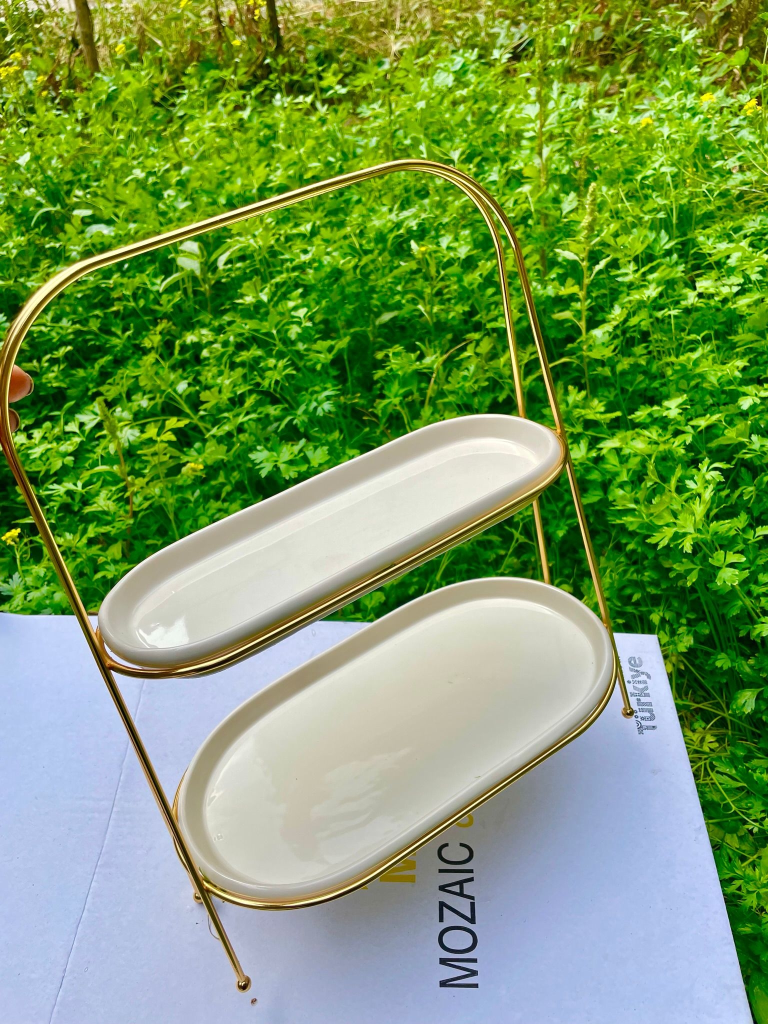 Egehome Oval 2 Katlı Gold Sunumluk