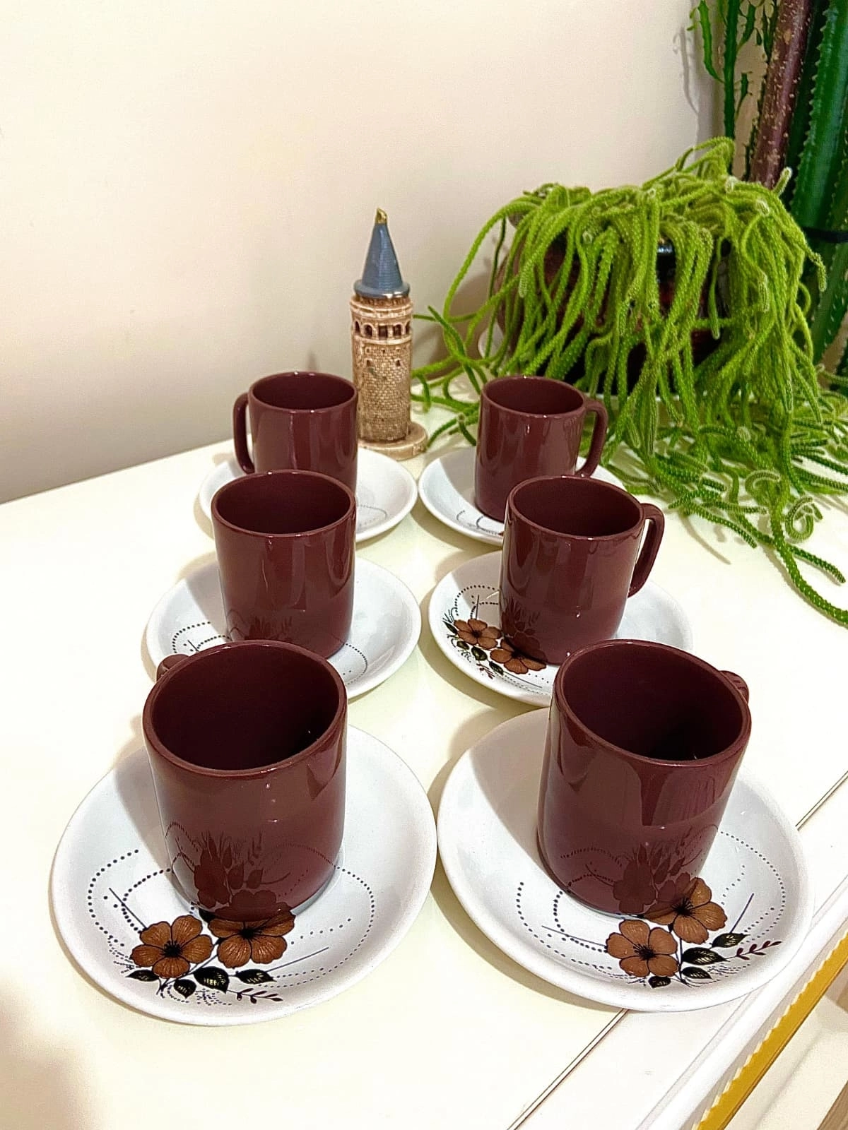 ArsimHome Kahverengi 6 Kişilik 12 Parça Fincan Takımı