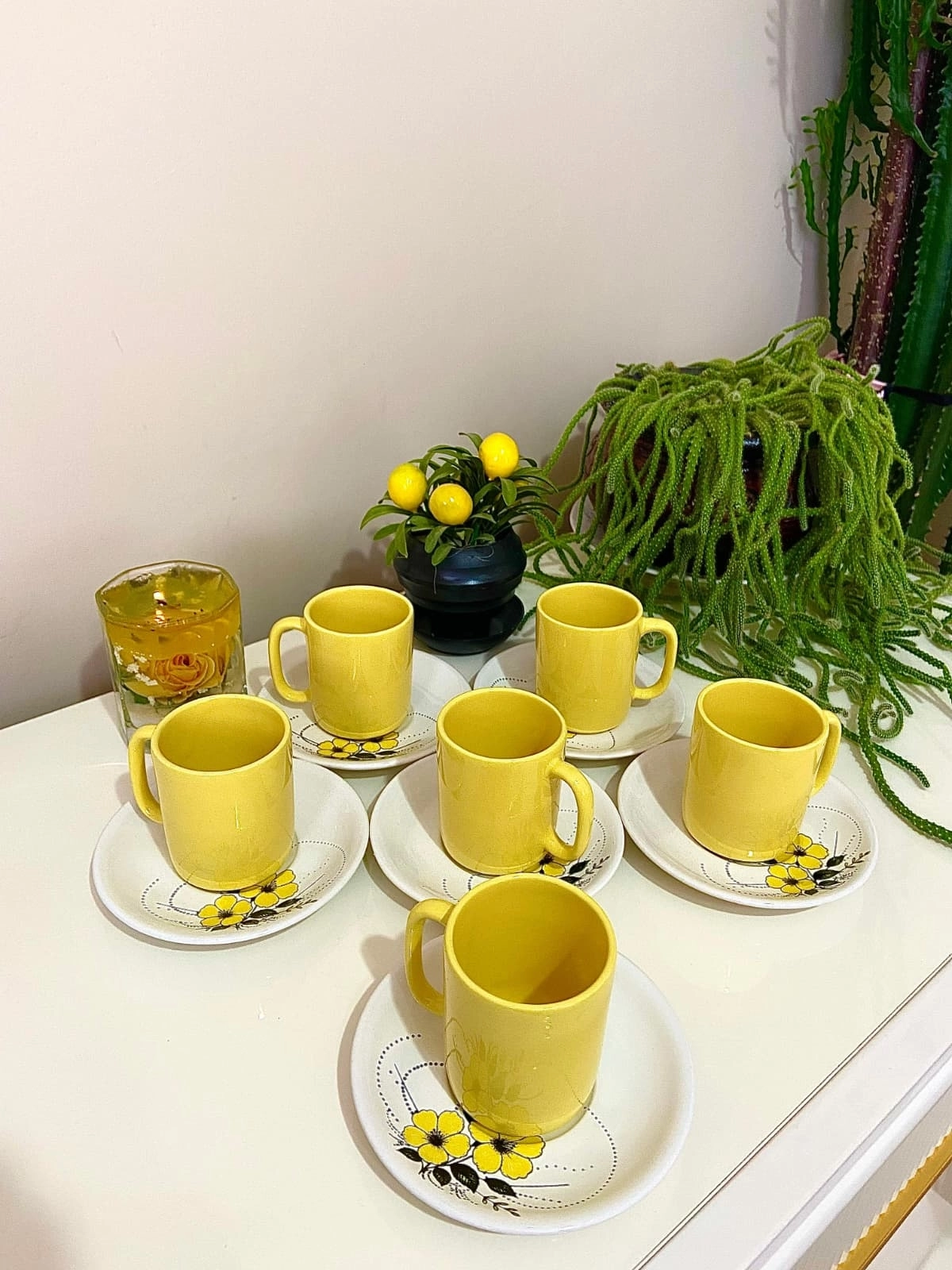 ArsimHome Sarı 6 Kişilik 12 Parça Fincan Takımı