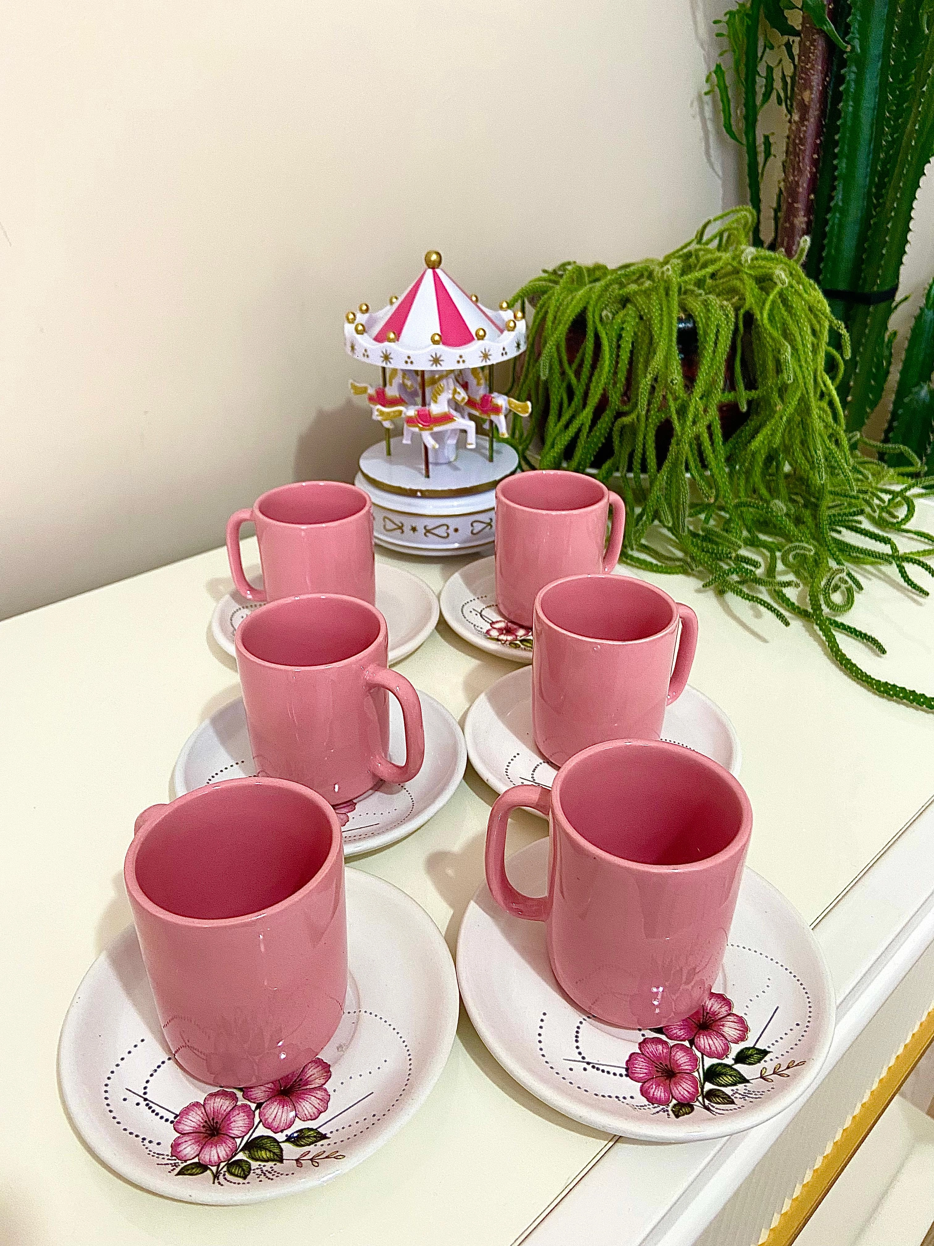 ArsimHome Şeker Pembe 6 Kişilik 12 Parça Fincan Takımı