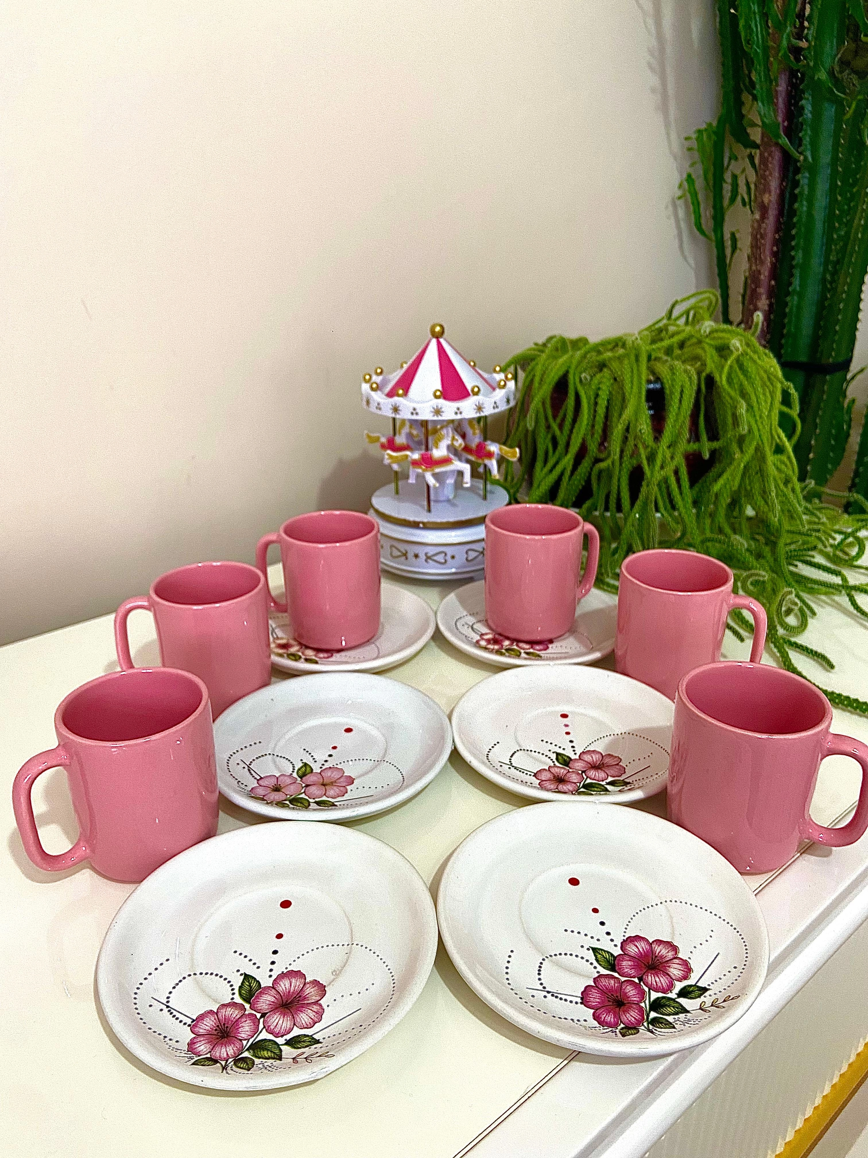ArsimHome Şeker Pembe 6 Kişilik 12 Parça Fincan Takımı
