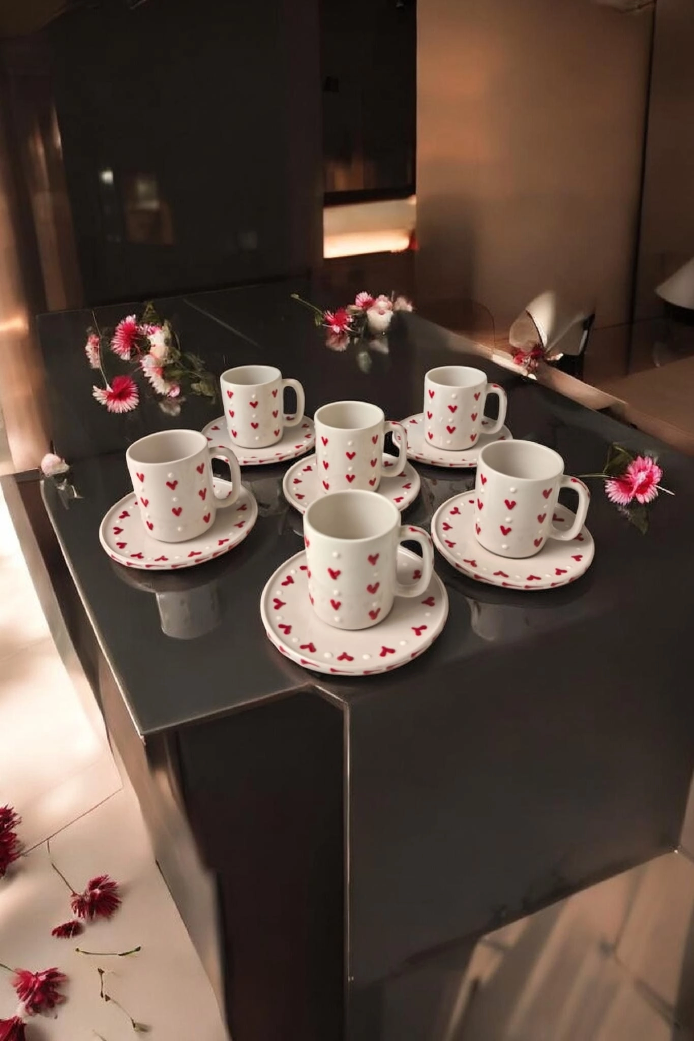 ArsimHome Kiraz Desen 6 Kişilik 12 Parça Fincan Takımı