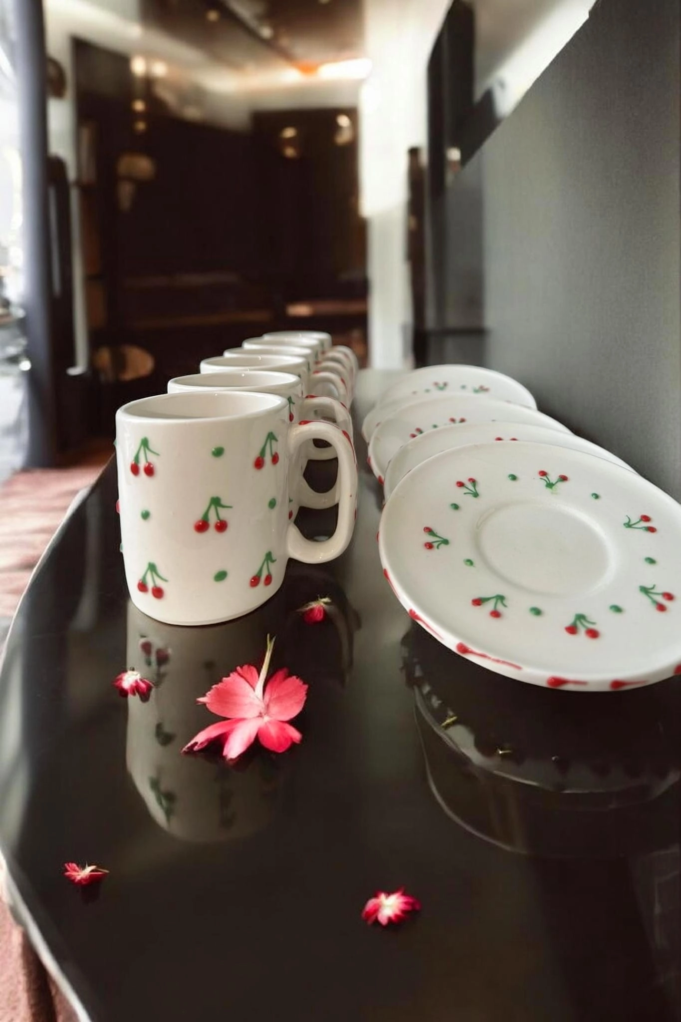 ArsimHome Kiraz Desen 6 Kişilik 12 Parça Fincan Takımı