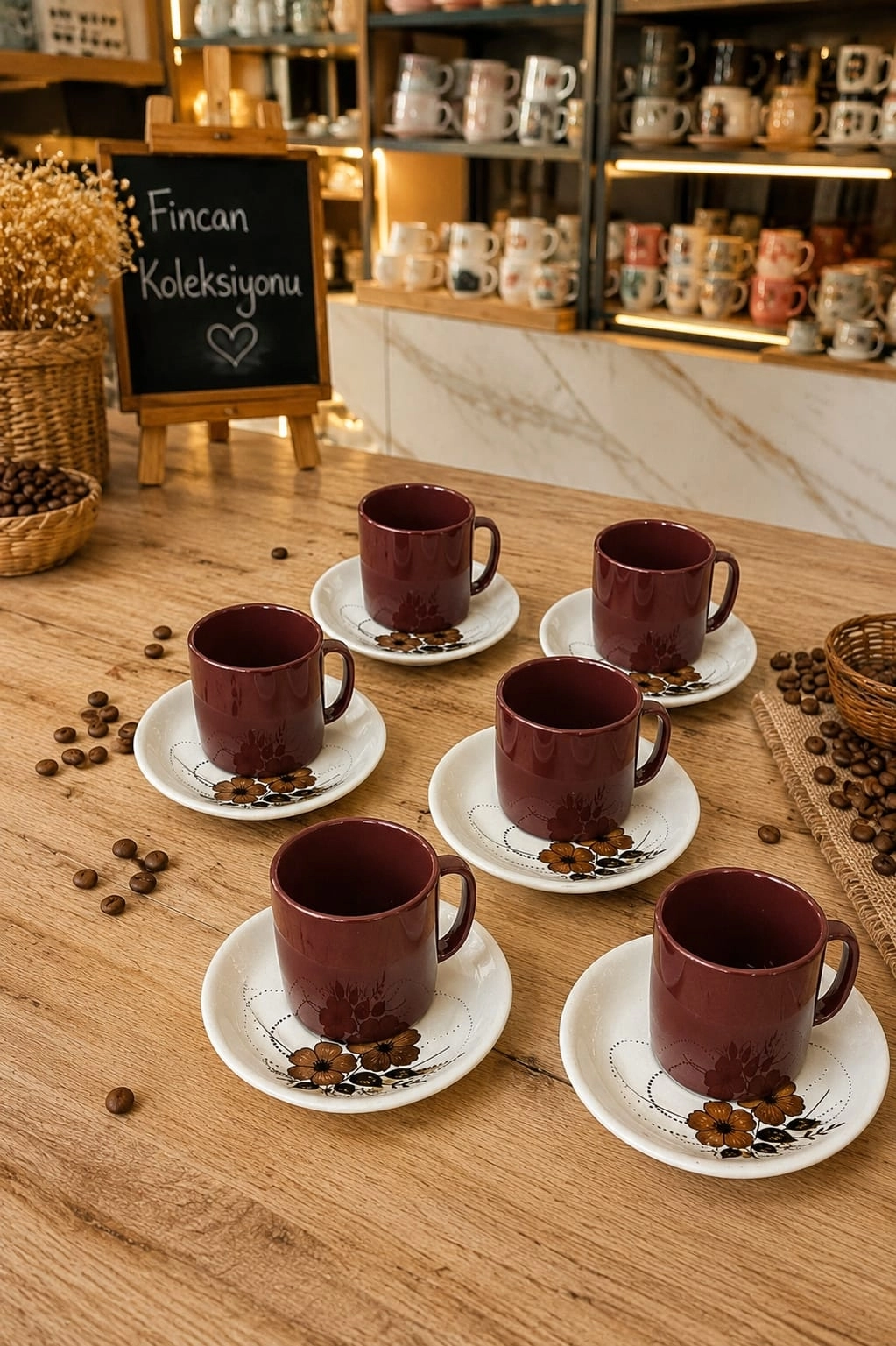 ArsimHome Kahverengi 6 Kişilik 12 Parça Fincan Takımı