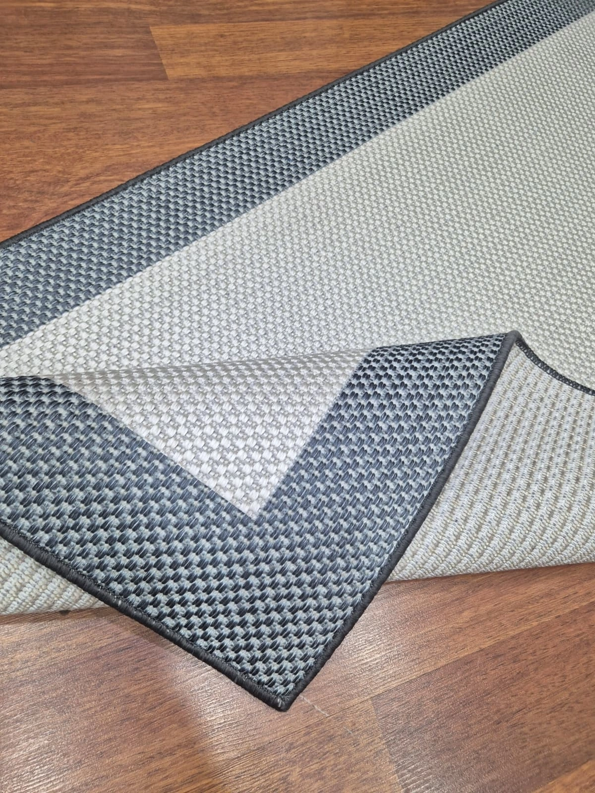 Gri Çerçeve Krem Desenli Lüx Sisal