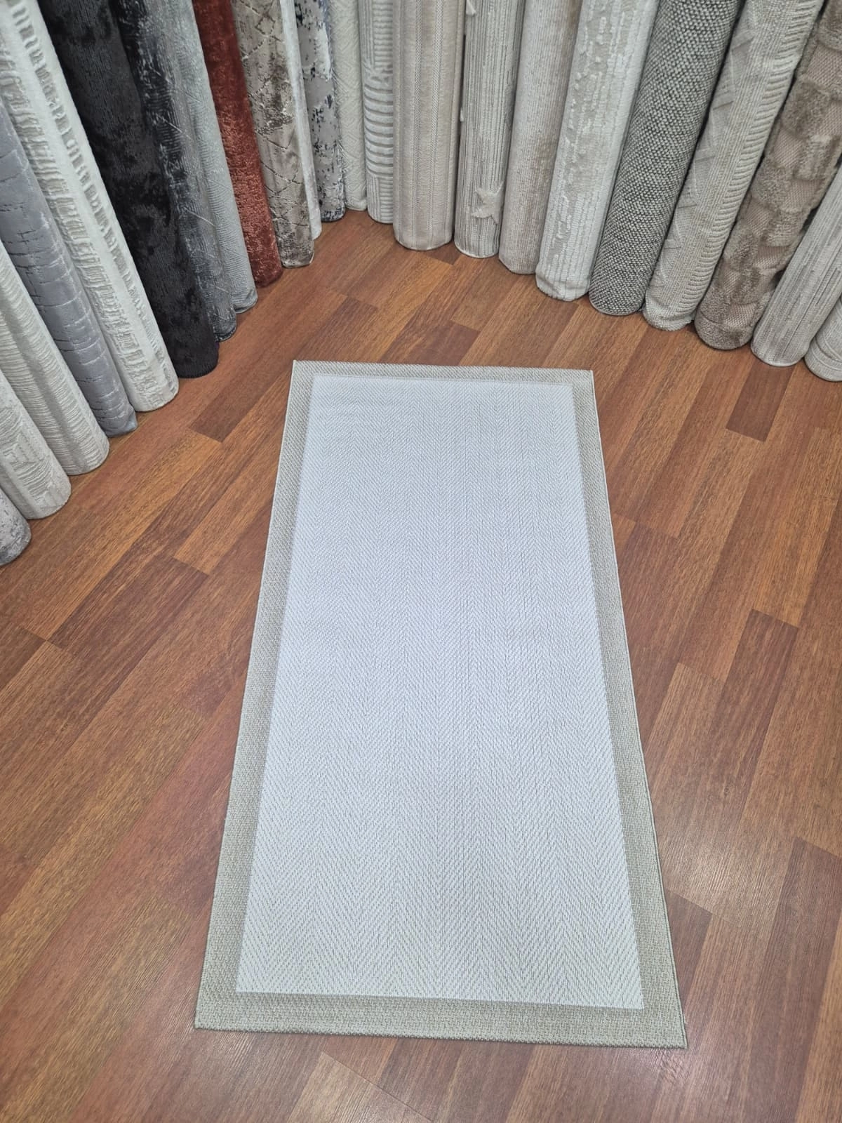 Krem Zikzak Bej Desenli Kampanyalı Sisal